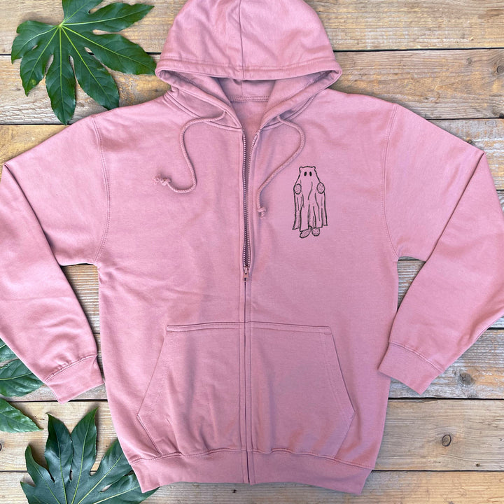 PINK HOODIE WITH GHOST BEAR PRINT