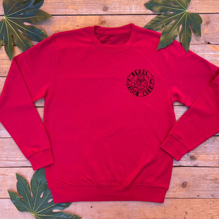 chilli red jumper with bear design