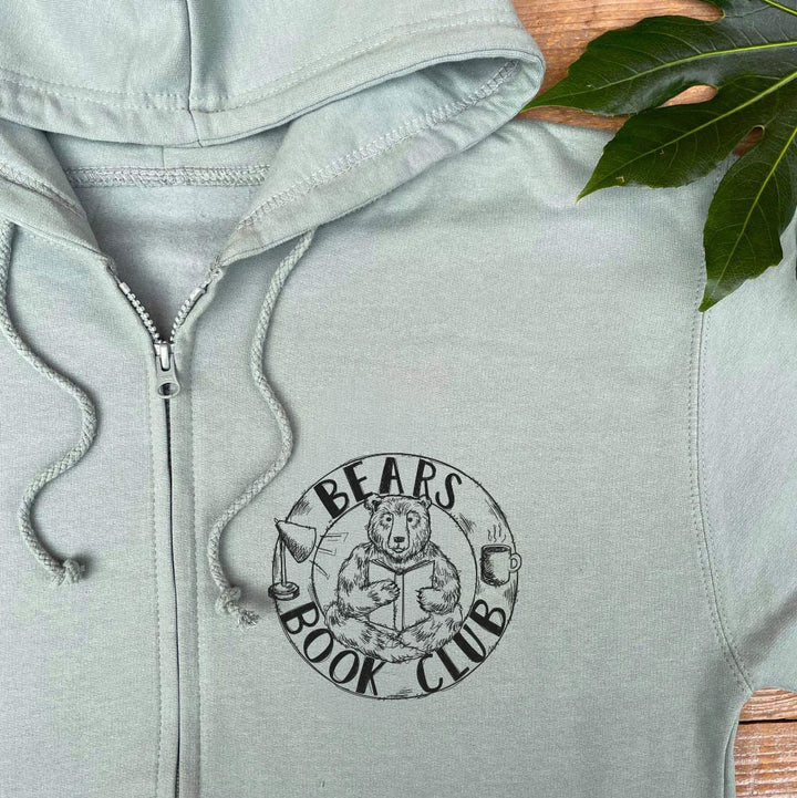 mint hoodie with bear design