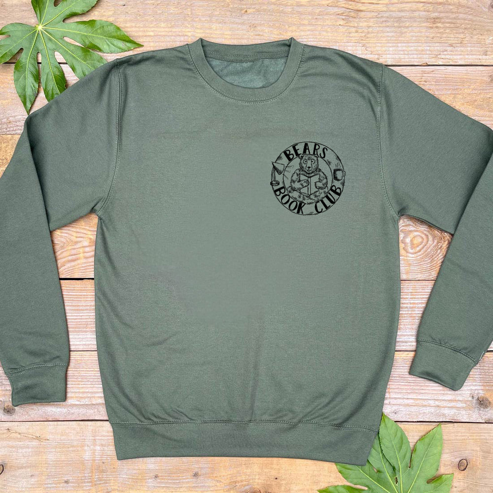 pesto jumper with bear book club pocket print