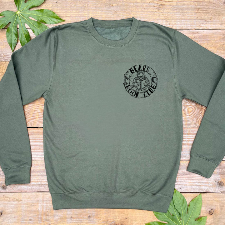 pesto jumper with bear book club pocket print