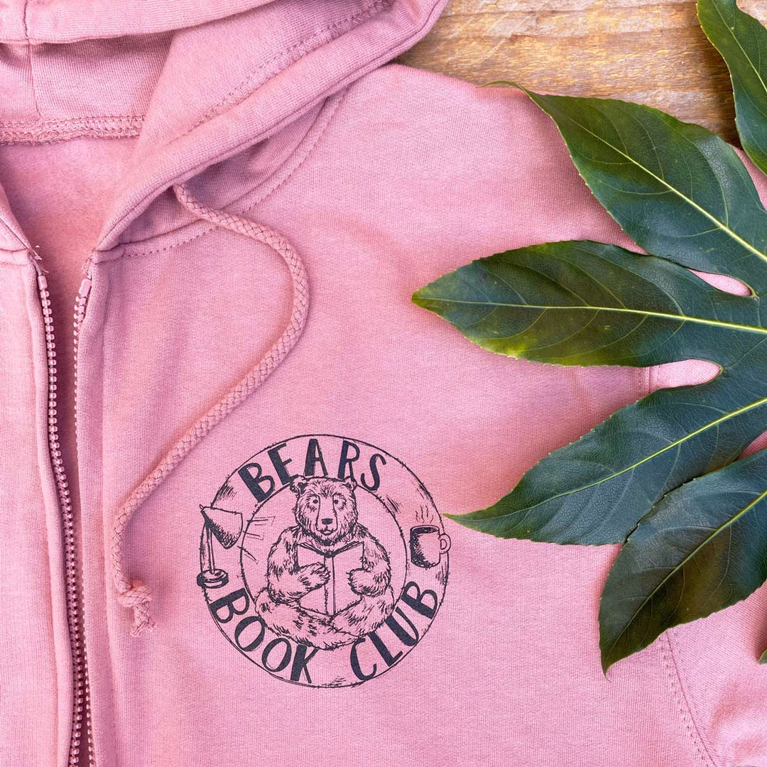 pink hoodie with bear design
