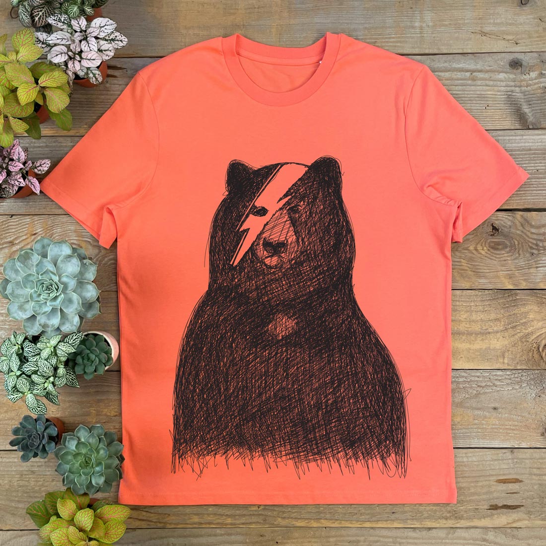 bowie bear peachy colour tee