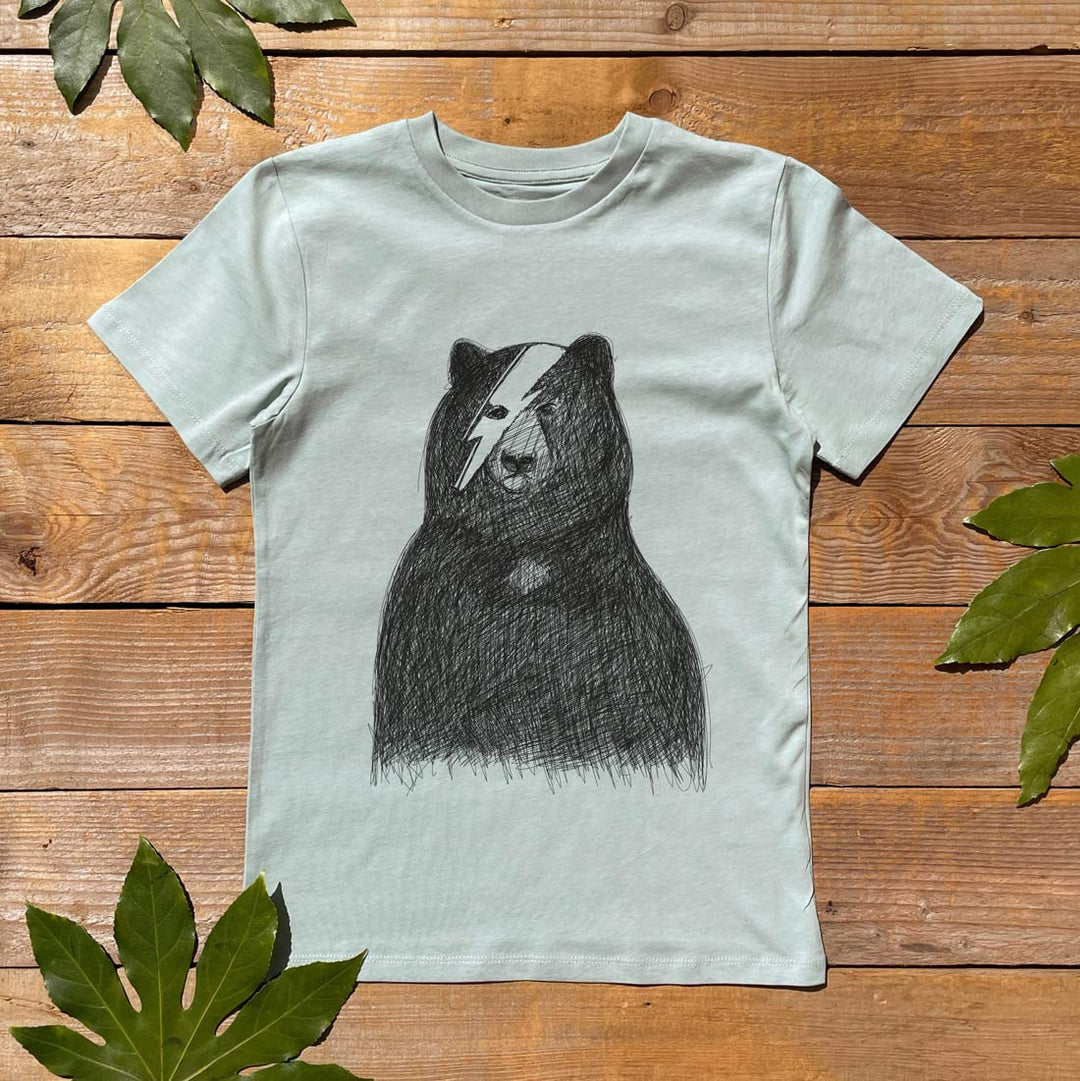 kids mint tee with bowie bear tee