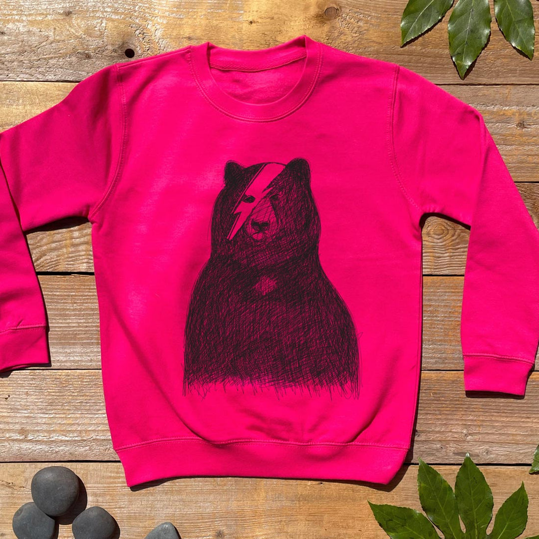 kids bowie bear pink jumper