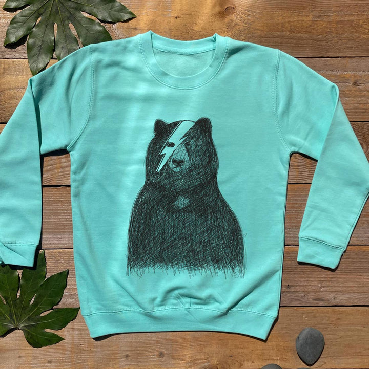 blue kids bear jumper