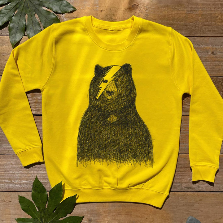 yellow kids jumper with bear print