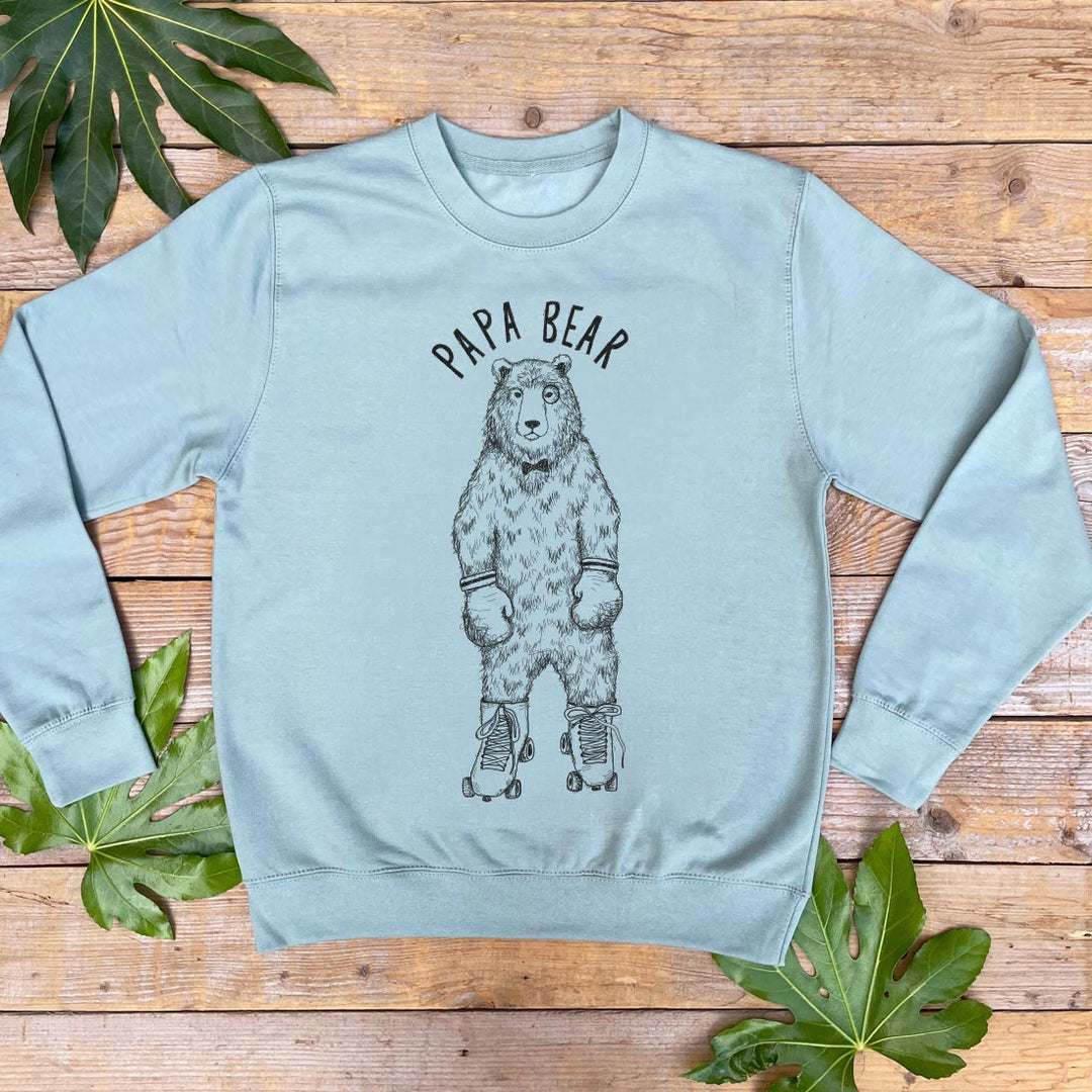 mint colour mens jumper with papa bear design