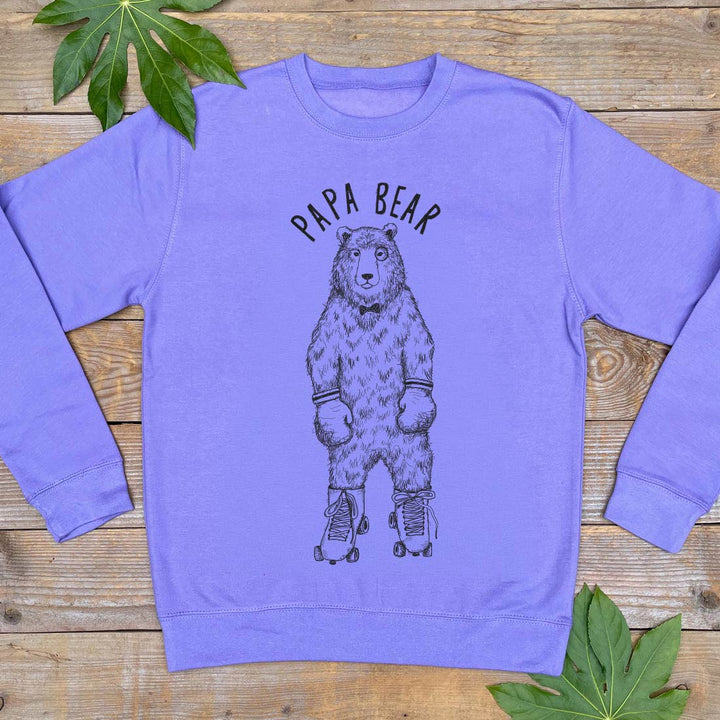 purple mens jumper with boxing bear design