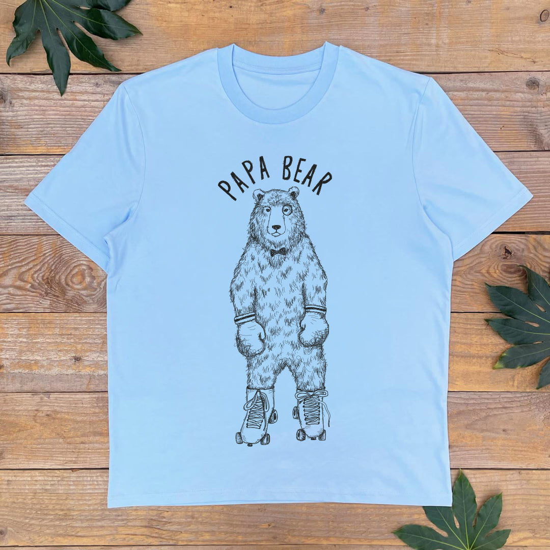 blue mens tshirt with boxing bear and papa bear text