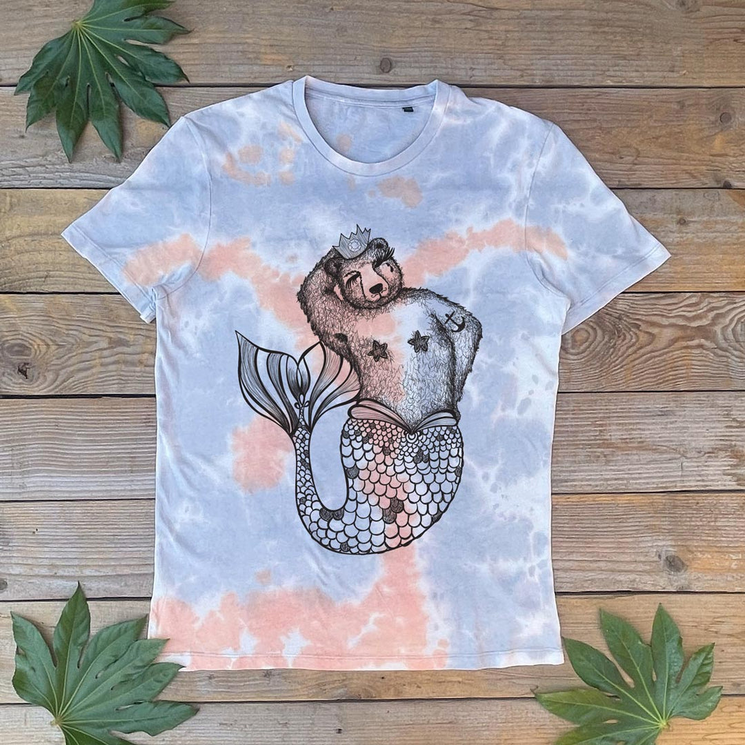 mermaid bear tie dye tee