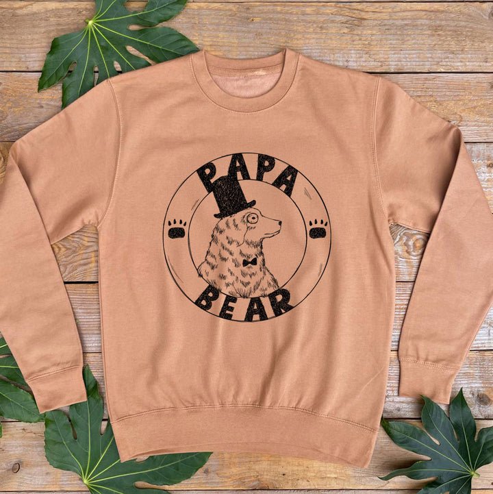 brown mens jumper with papa bear design