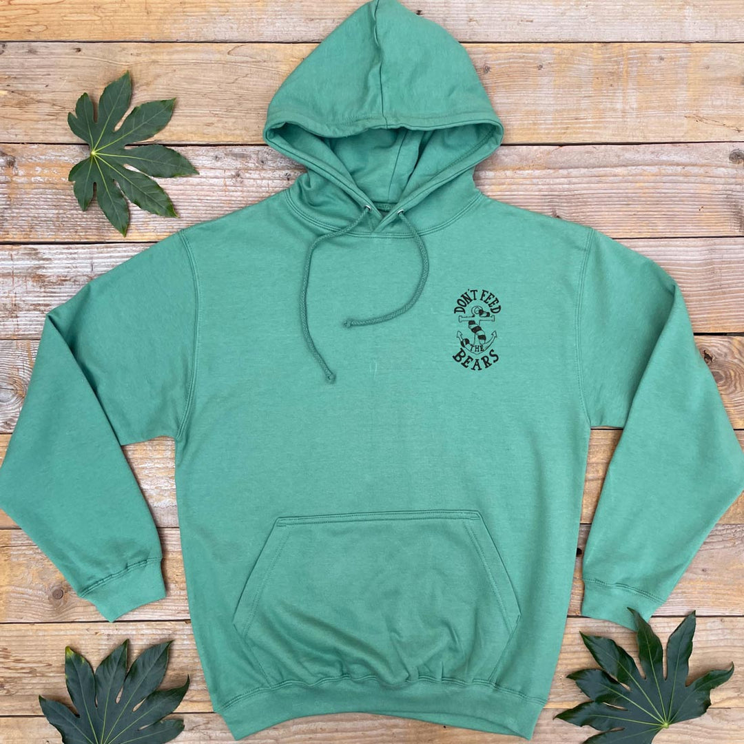 green hoodie with anchor design