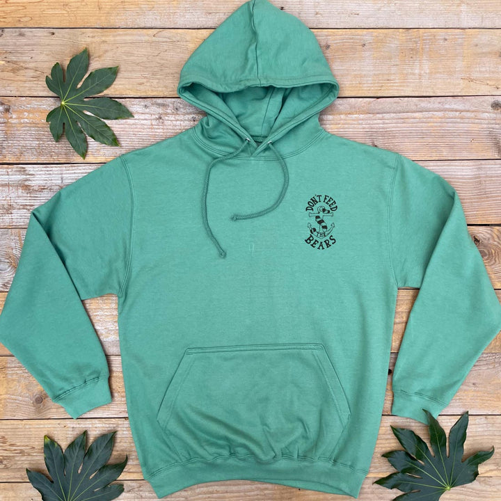 green hoodie with anchor design