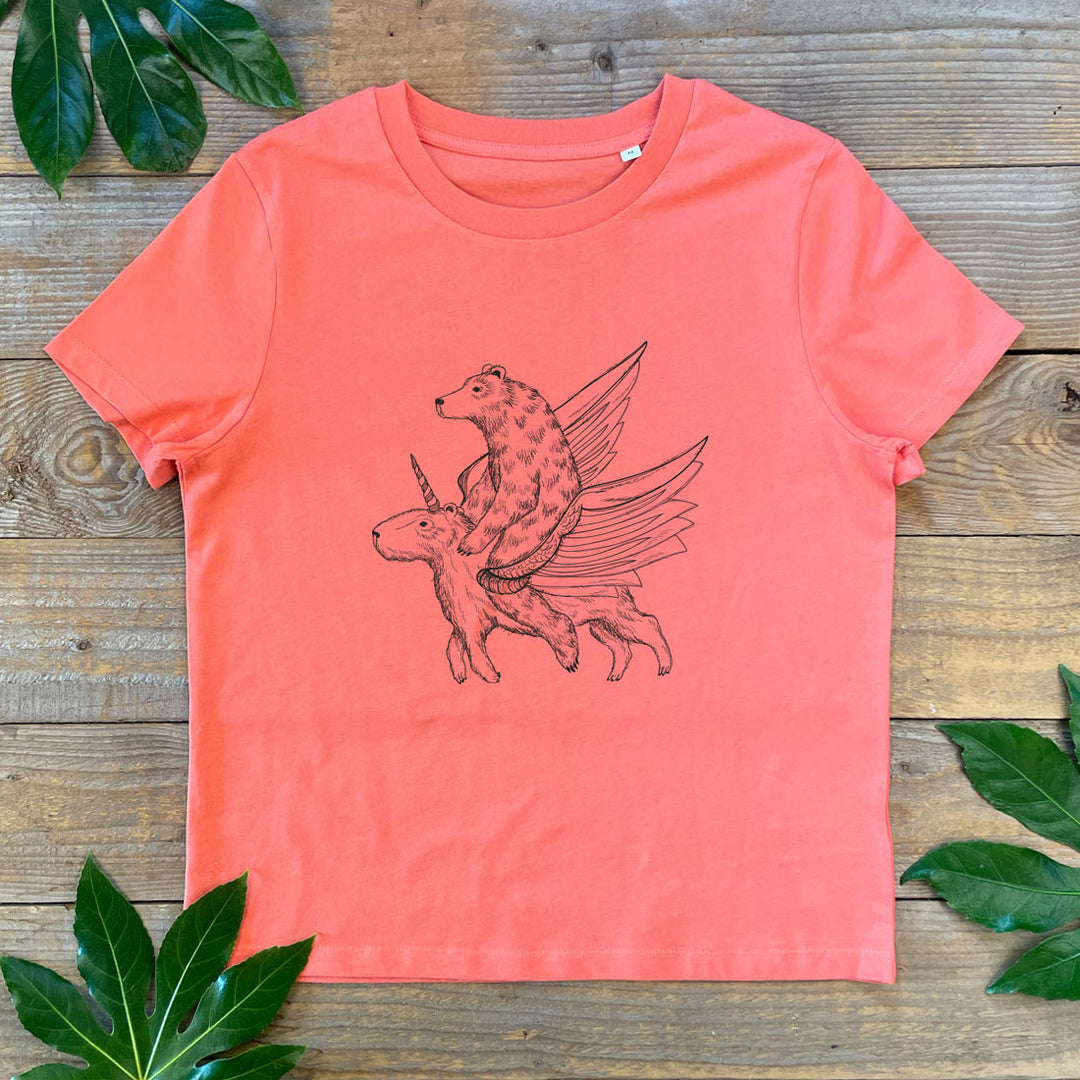 capybara and bear womens tee orange