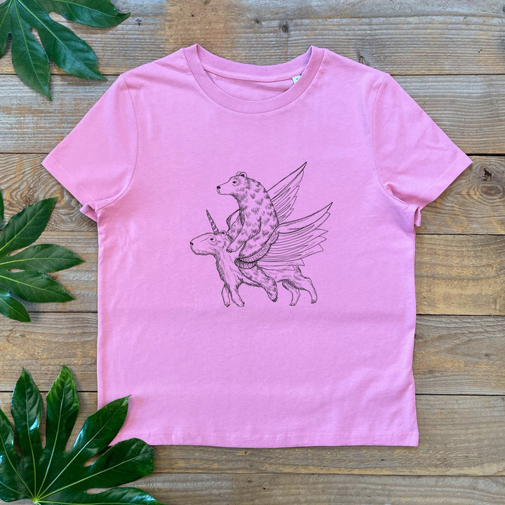 capybara and bear womens tee pink