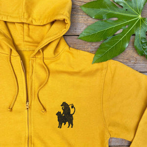 cat and bear pocket print hoodie