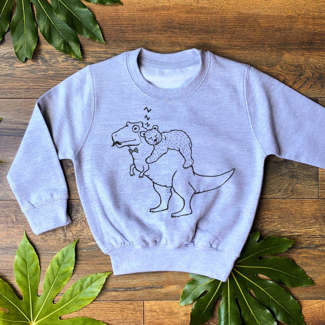 kids bear and dinosaue jumper