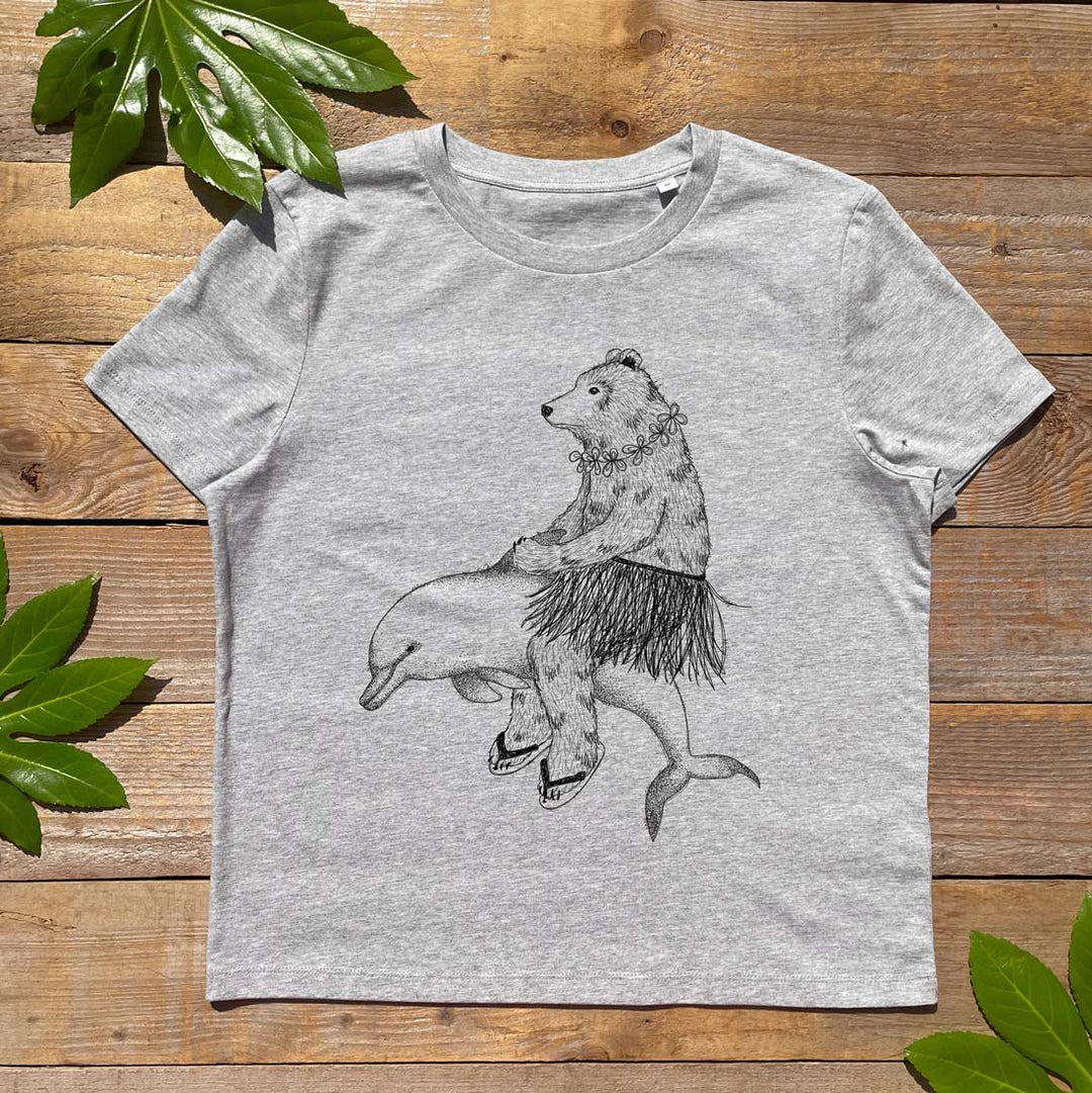 dolphin and bear grey tee