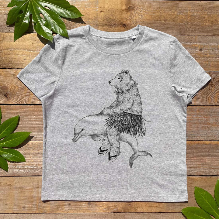 dolphin and bear grey tee