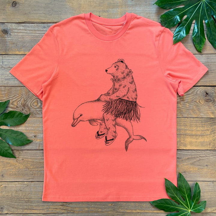 bear and dolphin orange tee