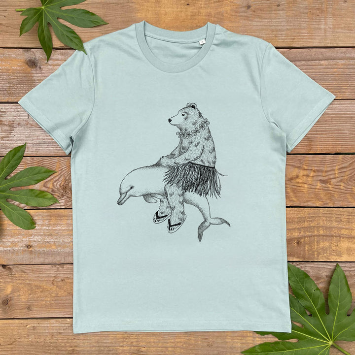 bear riding a dolphin tee