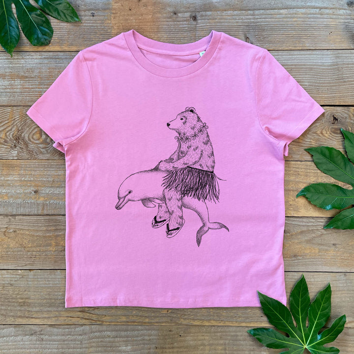 womens tee with dolphin and bear