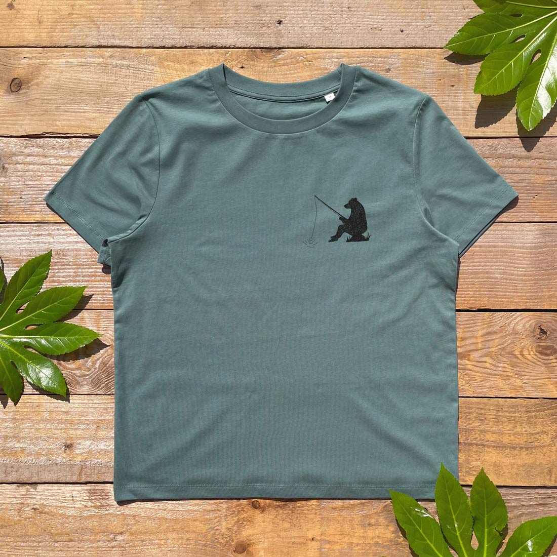 bear fishing womens tee