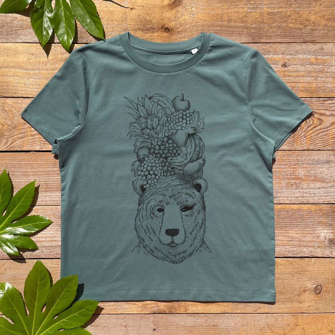 bear with tropical fruit womens tee