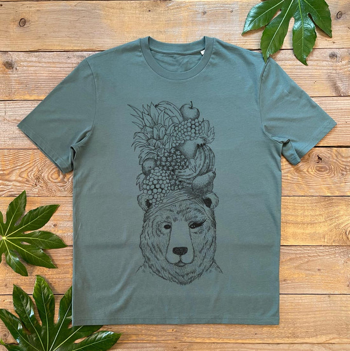 mens bear in fruit hat tee