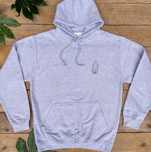 grey hoodie with ghost bear