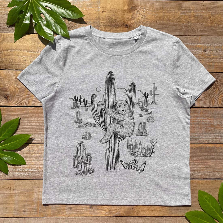 bear and cactus grey tee