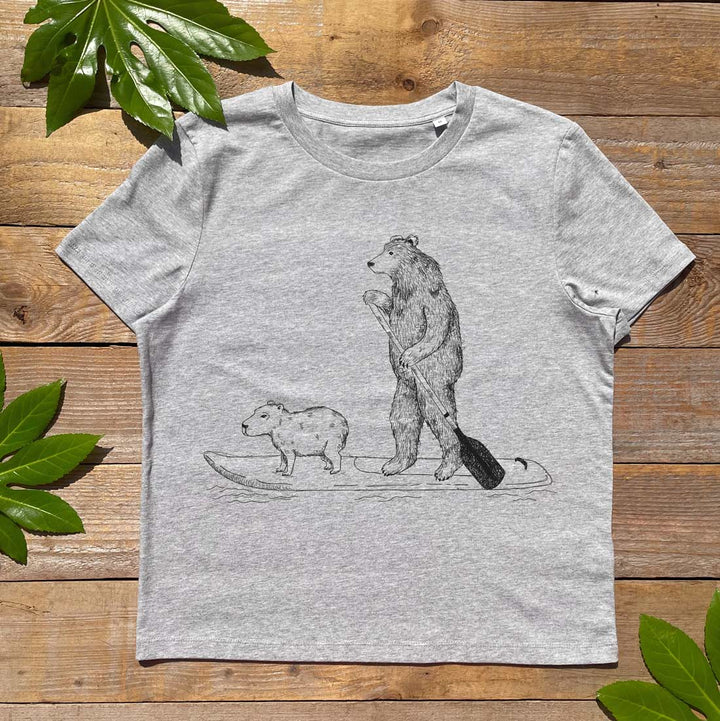 bear on paddle board tee