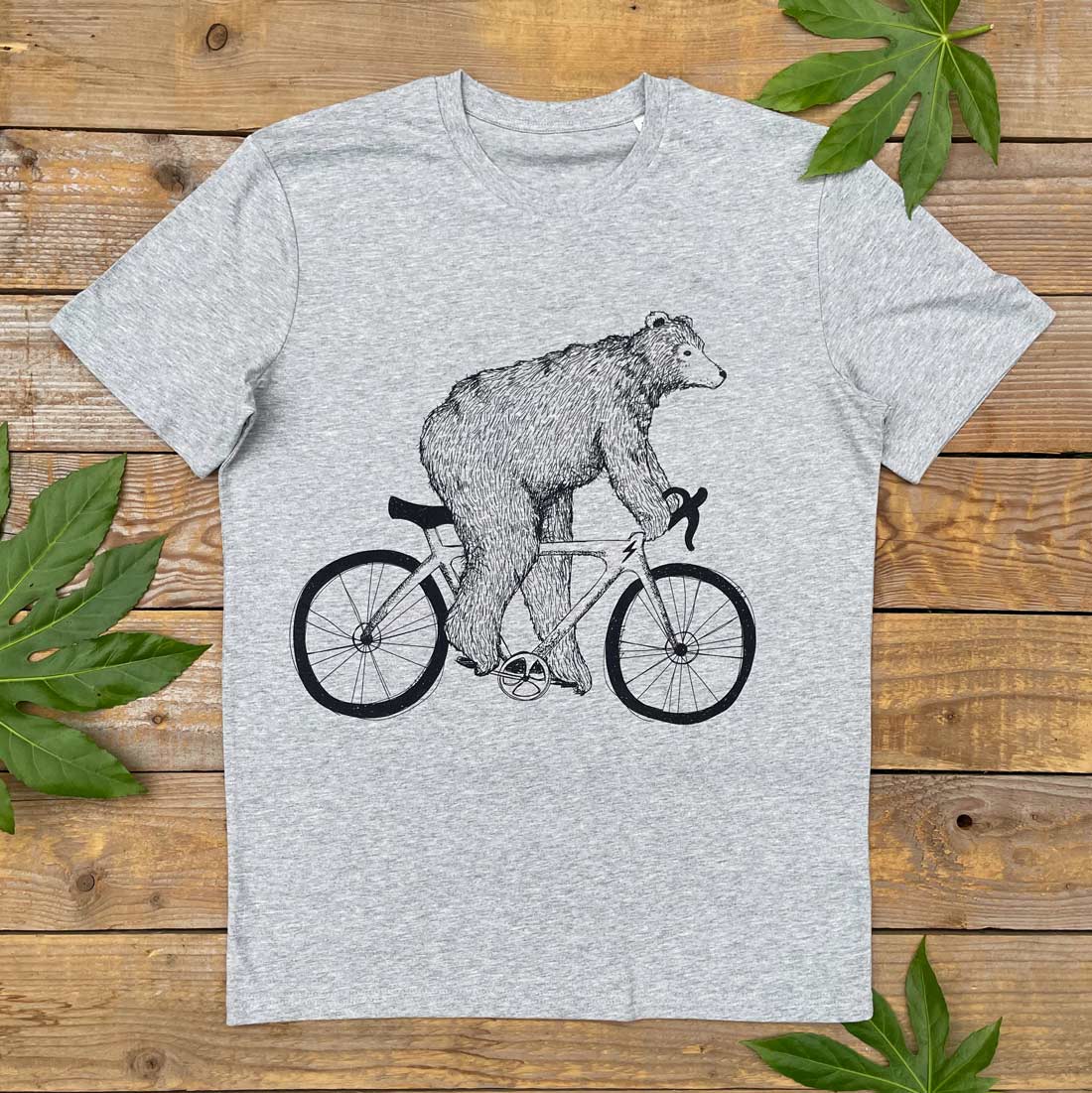 bear riding bike mens tee