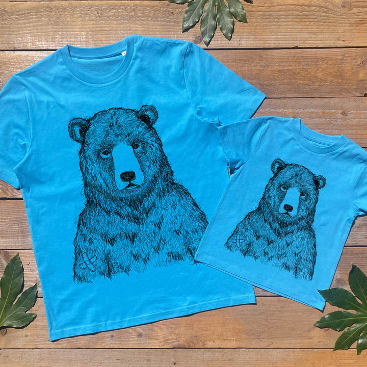 blue father and child bear tee set