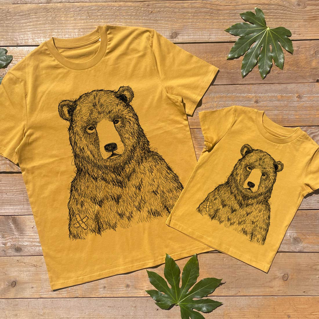 father and child bear design tshirt set