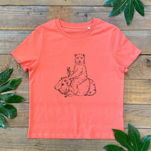 guinea pig and bear orange womens tee