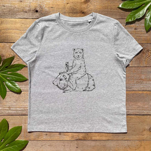 guinea pig and bear womens grey tshirt