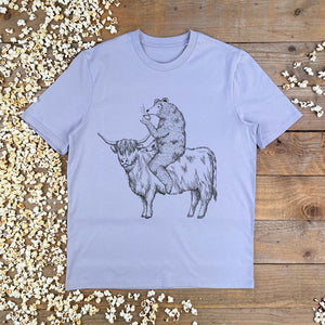 HIGHLAND COW AND BEAR LILAC MENS TSHIRT