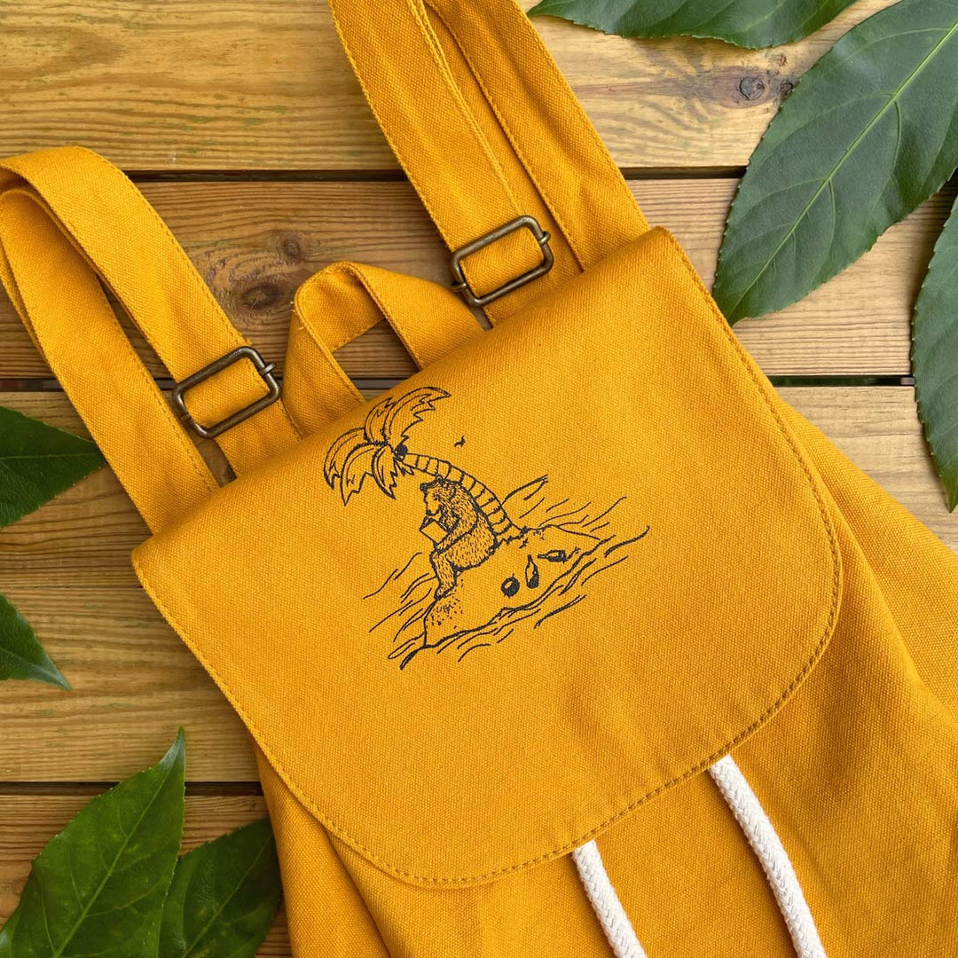 island bear design mustard backpack
