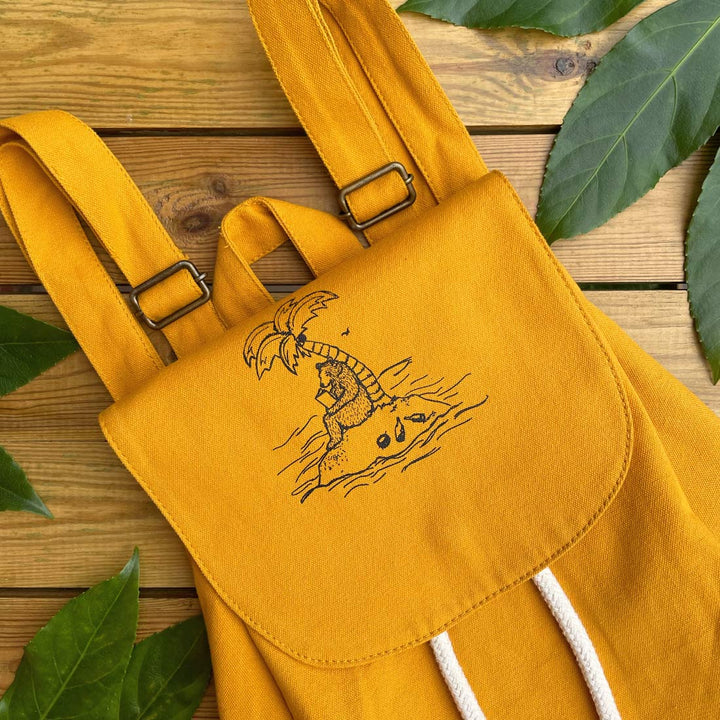 island bear design mustard backpack