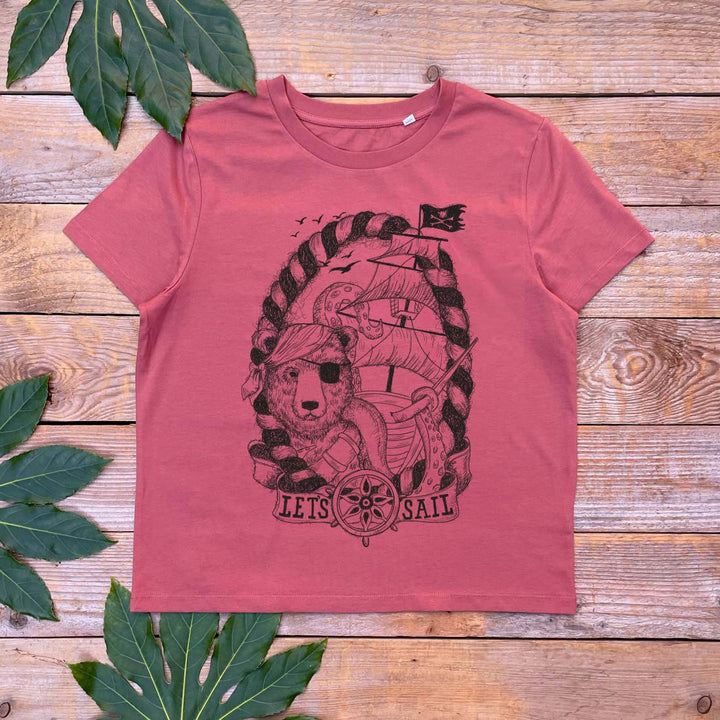 brown womens tee with bear design