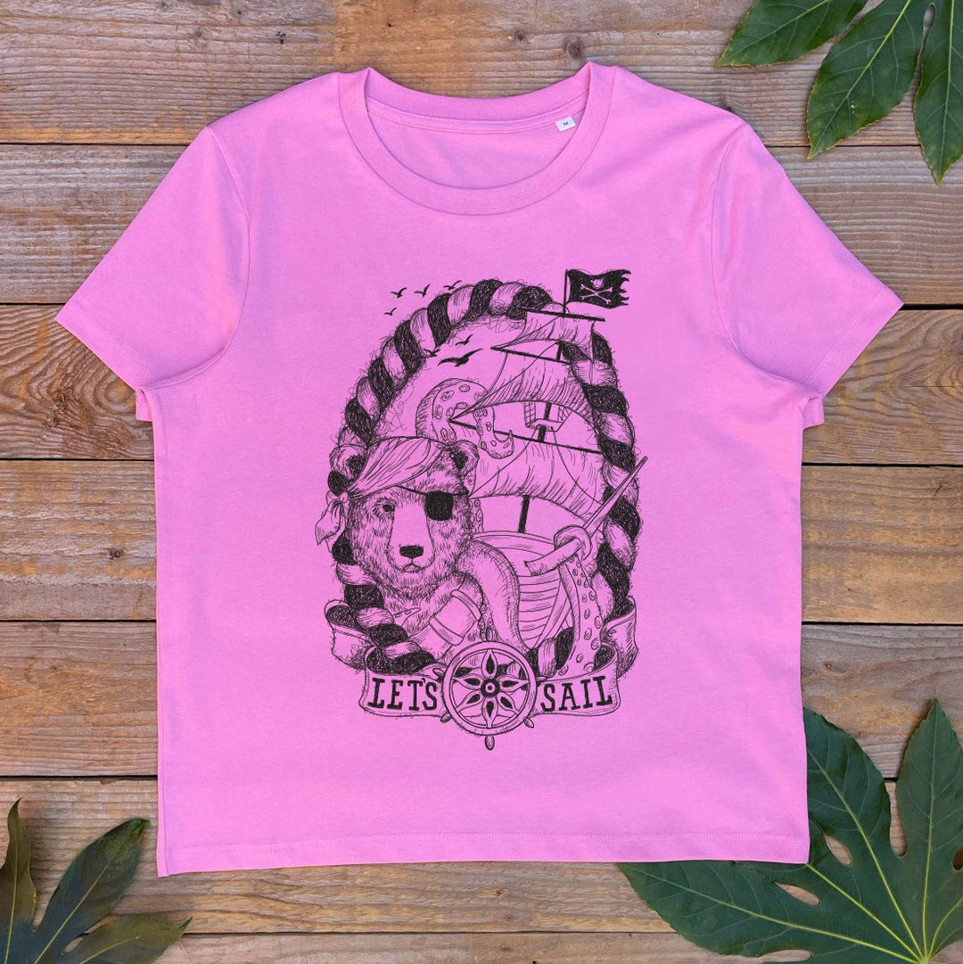 pink tee with pirate bear