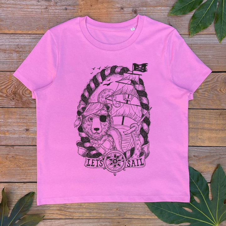 pink tee with pirate bear
