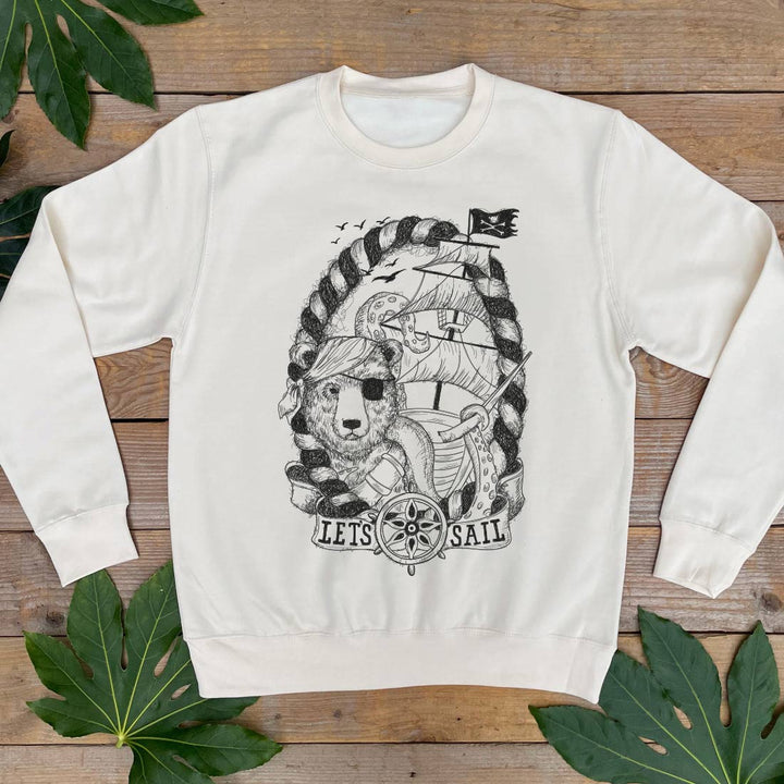 unisex bear jumper with pirate ship