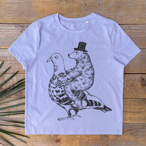 pigeon women's t-shirt lavander