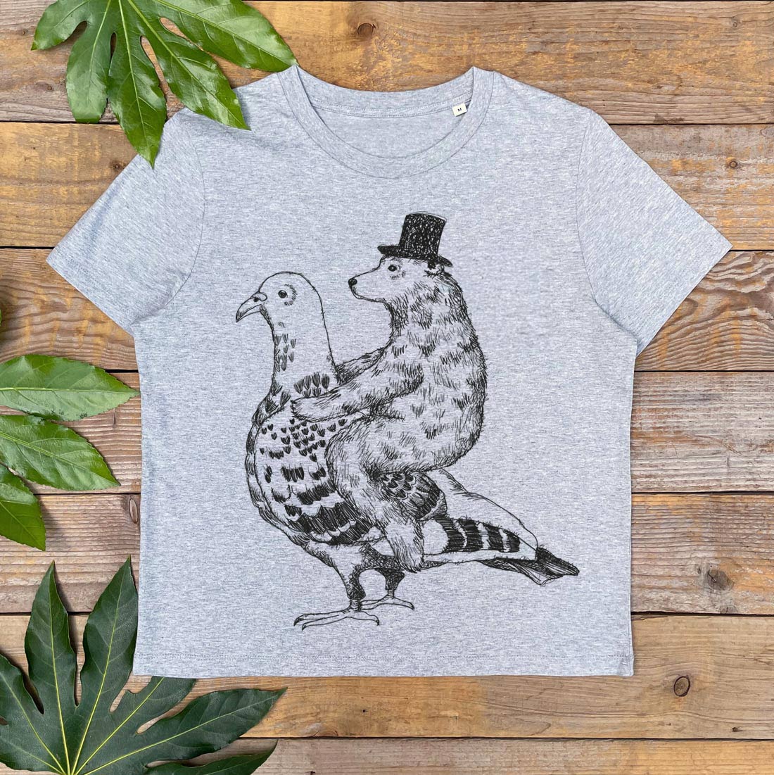 pigeon women's t-shirt grey