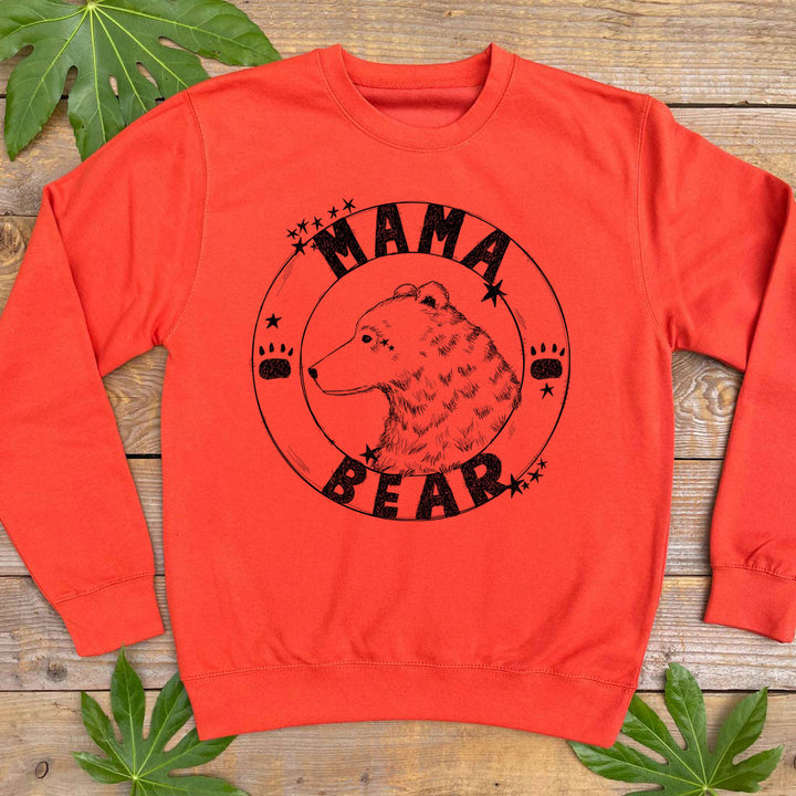 Burnt Orange sweatshirt with mama bear print on front