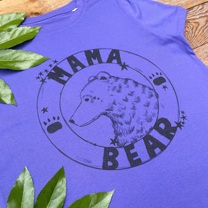 mama bear print on purple tee