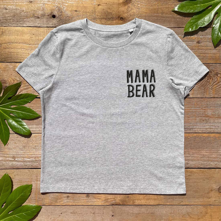 grey womens tee with mama bear text print